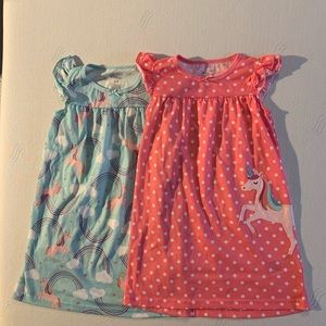 NEW without tags 2T/3T set 2 unicorn nightgowns